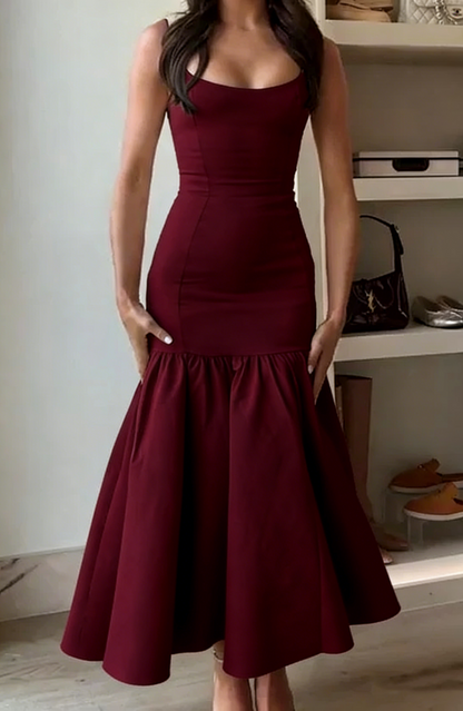 Pretty Ivory Mermaid Party Dress Long Satin Prom Evening Dress Y8014