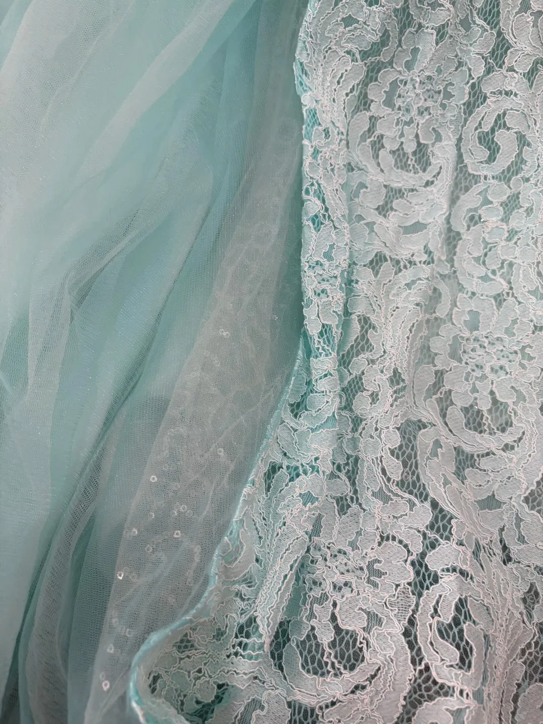 Beauty Strapless Tulle Lace Beaded Long Prom Dress Blue Mermaid Long Birthday Party Dress SP3836