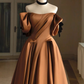 Satin Bridal Dress,Off Shoulder Wedding Dress, Vintage Wedding Dress Y4963