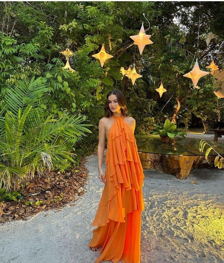 Orange layers prom dress Evening Gown Party Dress Y4735