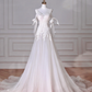 Fairy White V Neck Tulle Lace Appliques Mermaid Evening Dress,Long Wedding Dress Y8636