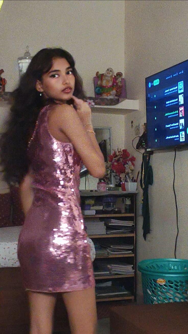 Sparkly Pink Sequin Sheath Short 7th Grade Homecoming Dress,Mini Prom Dress SP3475