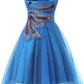 Chic Tulle Satin Sweetheart Neckline A-Line Short Cocktail Dress,Homecoming Dress Y8485