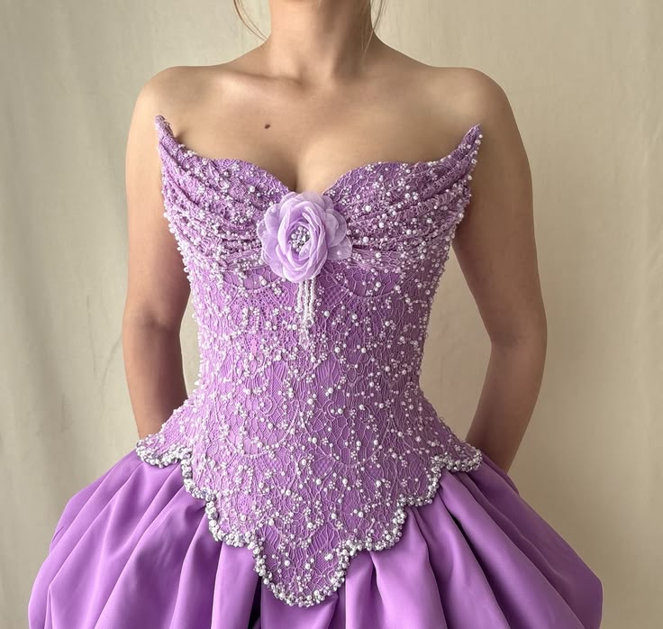 Glamorous Purple Strapless Satin Lace Beaded Short Homecoming Dress Birthday Dress SP3026