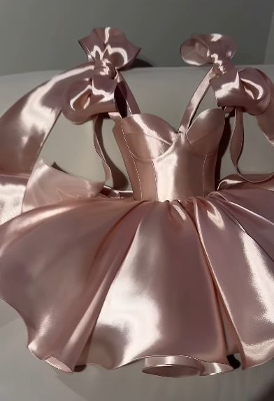 Pretty Spaghetti Straps Pink Satin Short 8th Grade Homecoming Dress Birthday Outfits Y9619