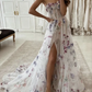 strapless a-line wedding dress with floral  Y6970