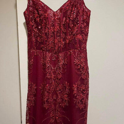 Charming Red Mermaid Lace Appliques Prom Dress,Evening Dress,Winter Dance Dress Y4345