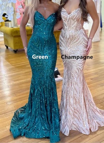 Gorgeous Spaghetti Straps Mermaid Evening Dress Long Prom Dress  Y7886