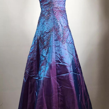 Gorgeous Purple Beaded A Line Evening Gown Spaghetti Straps Party Prom Dress Y7955