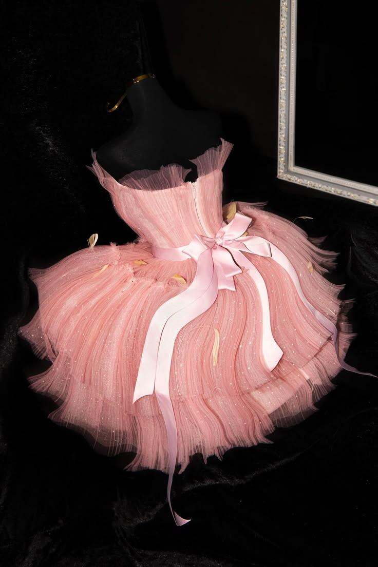 Cute Pink Tulle Sequin A Line Short Graduation Homecoming Dress,Strapless Mini Birthday Dress SP3148