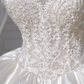 Gorgeous White Satin Lace Appliques A Line Wedding Dress,Formal Prom Dress Y8607