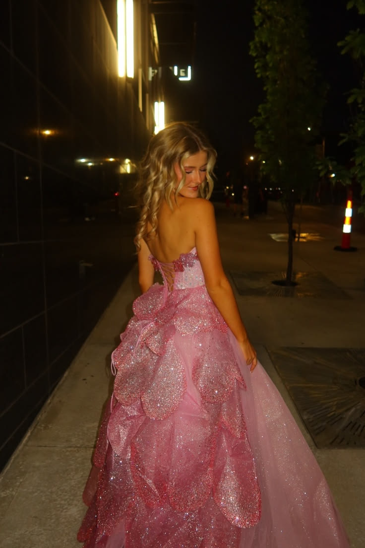 Glamorous Sweetheart Neck Tulle Sequin 3D Floral Long Party Dress,Pink Long Birthday Prom Dress SP3372