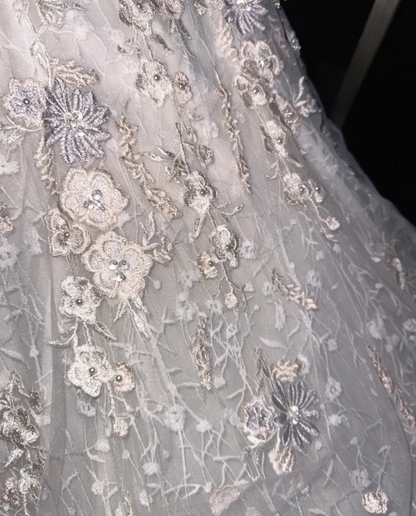 Pretty White Sleeveless Tulle Lace Appliques Mermaid Long Wedding Dress Bridal Dress SP754