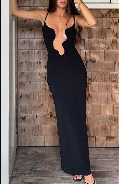 Sexy Black Spaghetti Straps Satin Mermaid Evening Dress Formal Prom Gown SP601