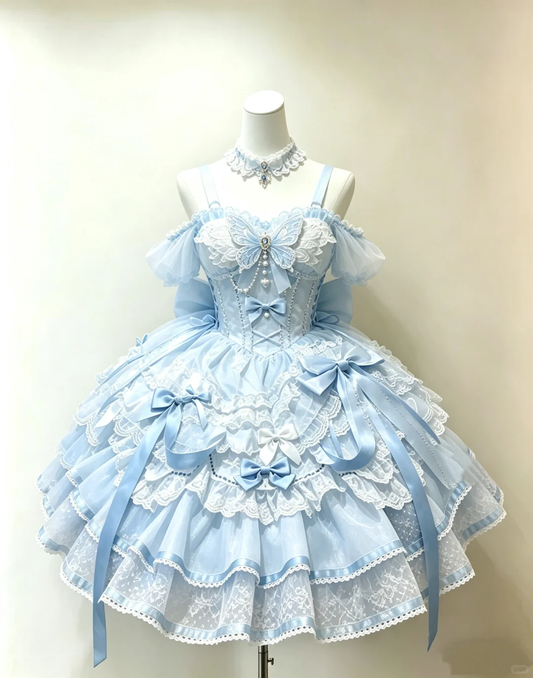 Elegant Spaghetti Straps Blue Tulle Lace Layered A Line Short Homecoming Dress Birthday Outfits SP2524