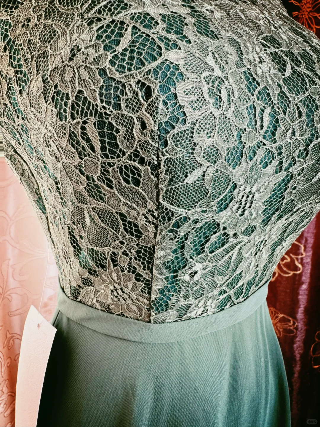 Vintage Green Sleeveless Chiffon Lace A Line Long Wedding Guest Dress Backless Party Dress SP2192