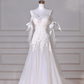 Fairy White V Neck Tulle Lace Appliques Mermaid Evening Dress,Long Wedding Dress Y8636