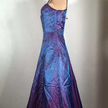 Gorgeous Purple Beaded A Line Evening Gown Spaghetti Straps Party Prom Dress Y7955