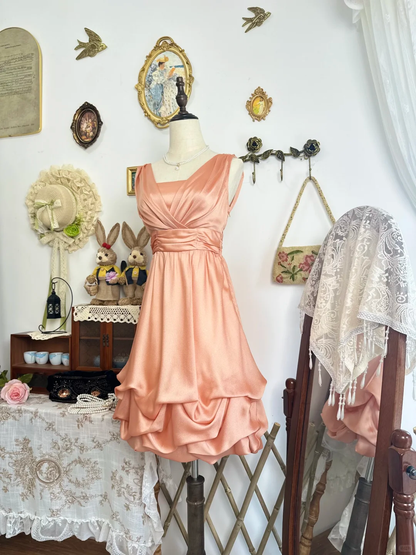 Simple Orange Satin Short Cocktail Dress Formal 6th Grade Homecoming Dress Y9497