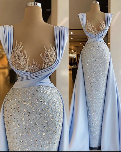 Elegant Luxury Sparkly Prom Dress Sequined Sleeveless Evening Gowns Floor-Length Dress Y4364