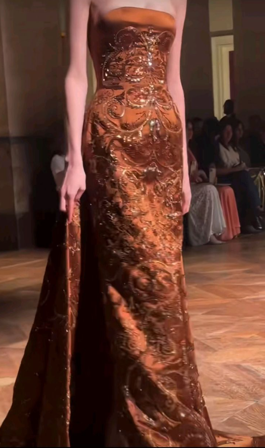 Vintage Strapless Satin Sequin Beaded Long Prom Dress Formal Evening Gown SP558