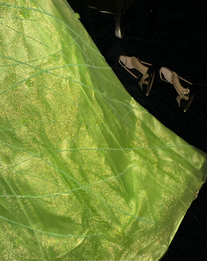 Shiny Green Strapless Tulle Beaded Mermaid Prom Gown Formal Birthday Evening Dress SP782