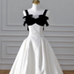 Elegant White Satin A Line Long Prom Dress Evening Dress,Formal Wedding Dress Y8611