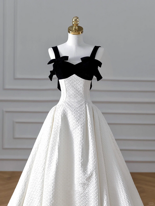 Elegant White Satin A Line Long Wedding Dress Y8611