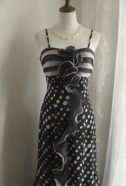 Unique Spaghetti Straps Chiffon Ruffle Mermaid Long Evening Dress Birthday Prom Dresses SP1024