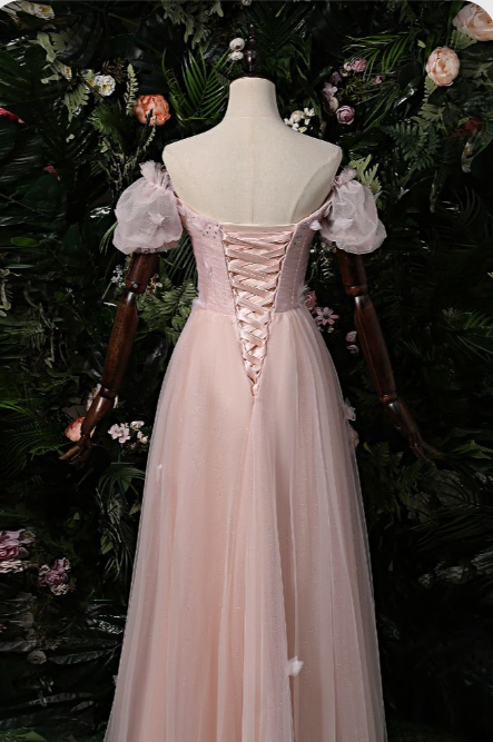 Elegant Pink Off The Shoulder Prom Dress,Pink Evening Dress Y1898