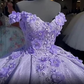 Off the shoulder blue ball gown , sparkly prom dress with flowers S26908