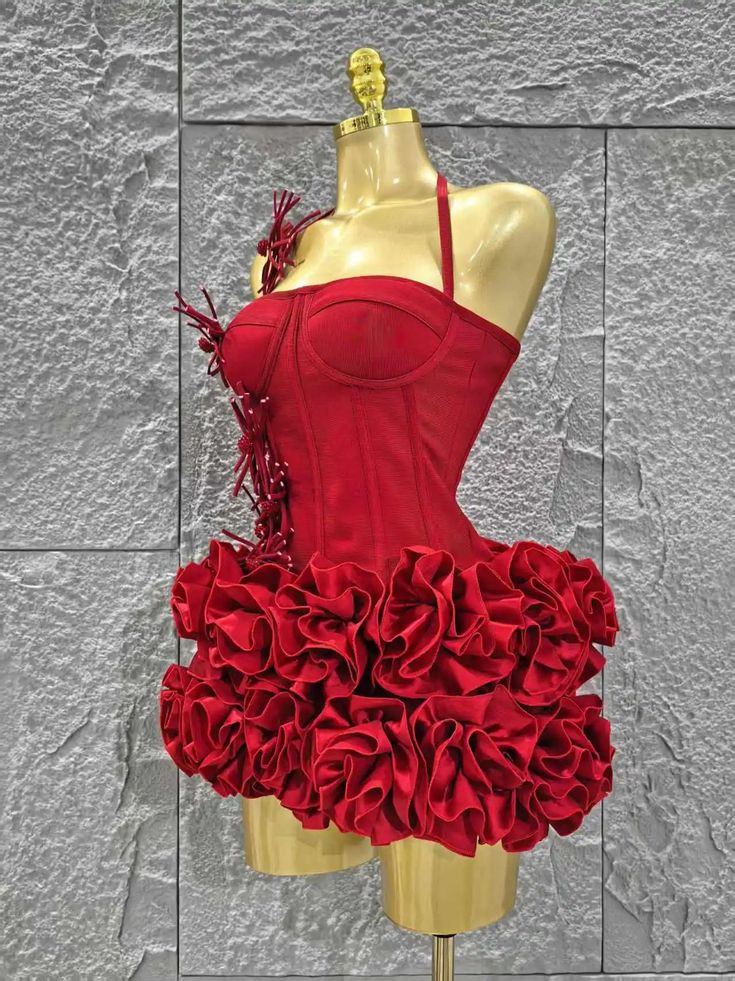 Trendy Red Halter Satin Pleated Sheath Short Graduation Homecoming Dress Cocktail Dress Y9337