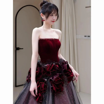Red long prom dress ball gown evening dress classy gown Y7343