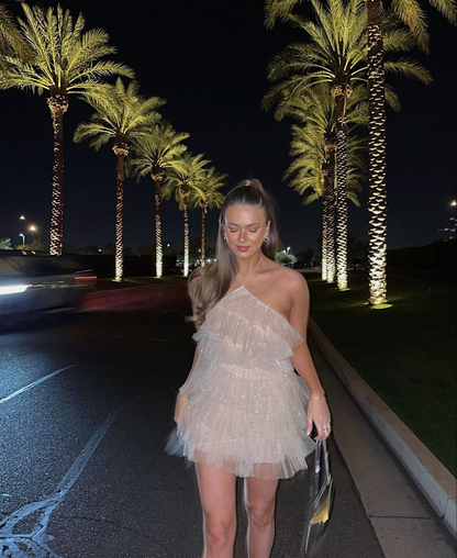 Elegant Halter White Tulle Sequin Layered 19th Birthday Outfits Short Homecoming Dress Birthday Outfits Y9657