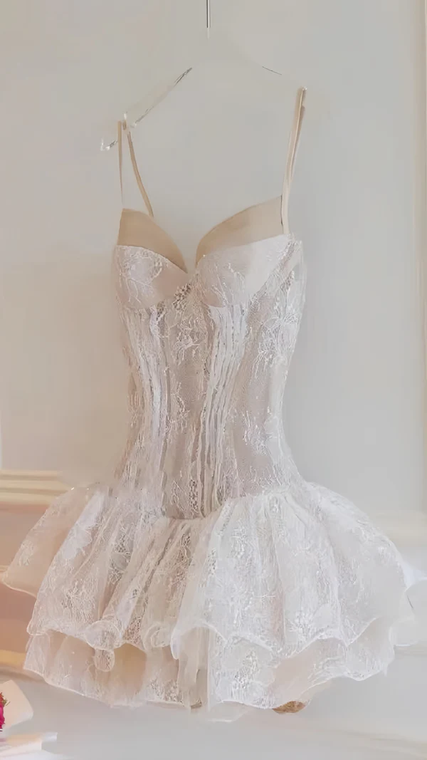Cute Spaghetti Straps Sky Blue Lace Formal 20th Birthday Dress Homecoming Dress Y9816