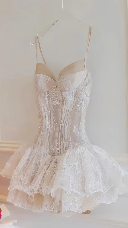 Cute Spaghetti Straps Sky Blue Lace Formal 20th Birthday Dress Homecoming Dress Y9816