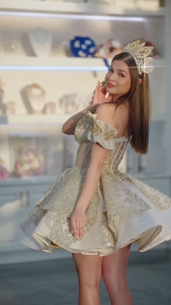 Gorgeous Champagne Gold Satin Tulle Sequin Beaded A Line Short Homecoming Dress,Off The Shoulder Short Prom Dress SP2846