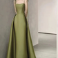 Spaghetti Straps Satin Prom Dress A-line Simple Floor Length Evening Gown Y7011