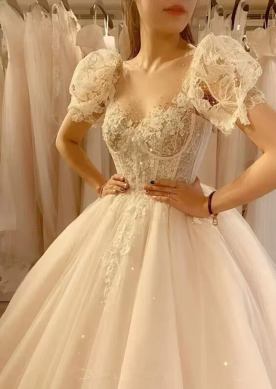 Elegant White Tulle Corset Prom Dress Lace Embroidery For Girls Y50