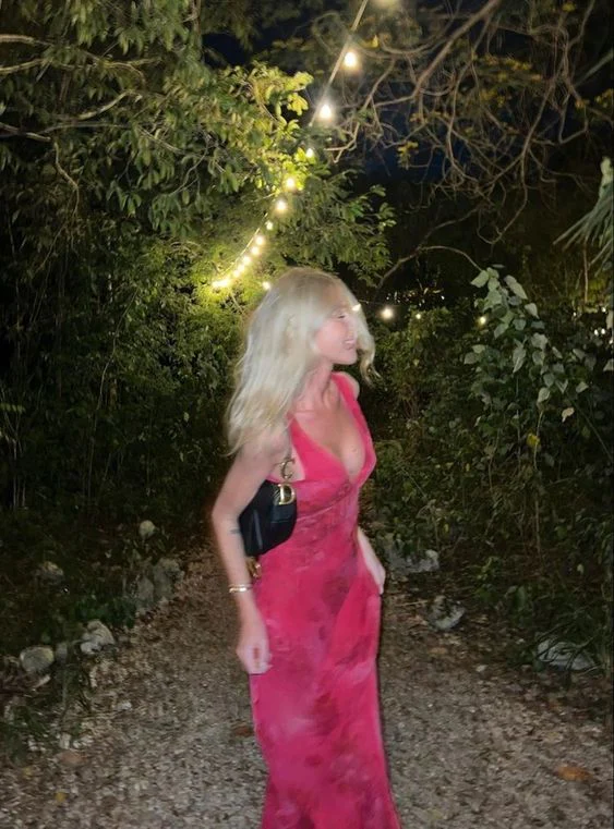 Elegant Deep V Neck Print Floral Evening Dress,Prom Gown Y4548