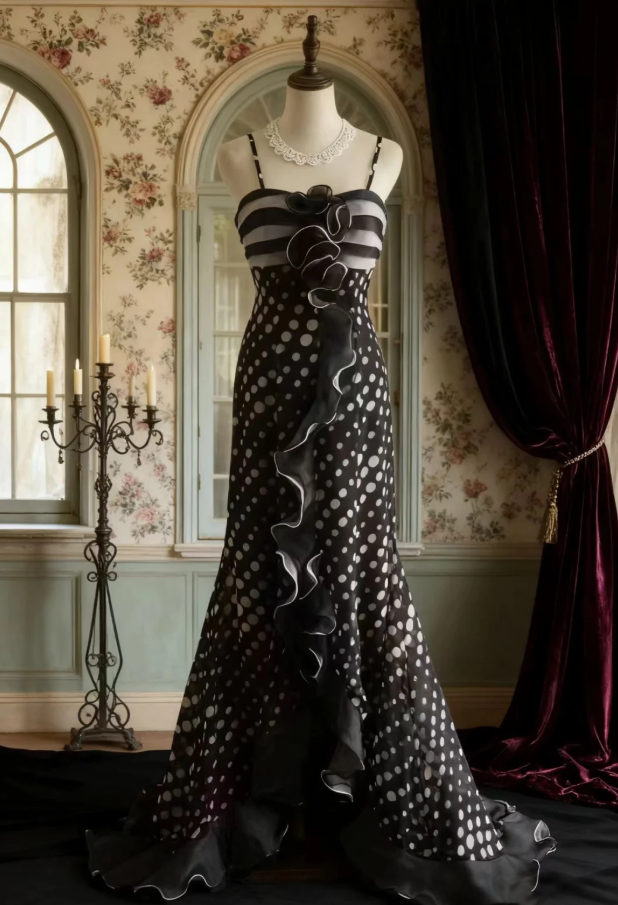 Unique Spaghetti Straps Chiffon Ruffle Mermaid Long Evening Dress Birthday Prom Dresses SP1024