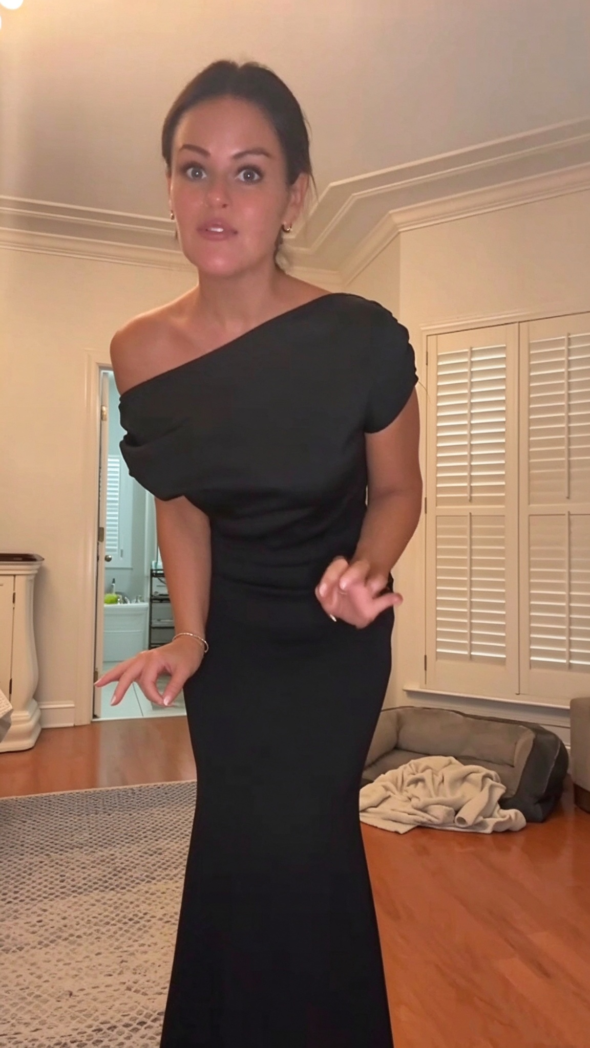 Elegant Black One Shoulder Satin Mermaid Long Party Dress Prom Gowns SP4273