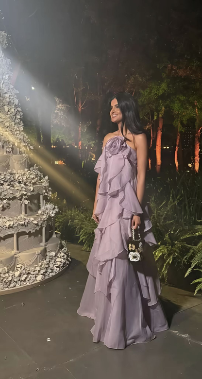 Elegant Purple Halter Chiffon A Line Ruffles Formal Prom Gown Long Party Dress SP218
