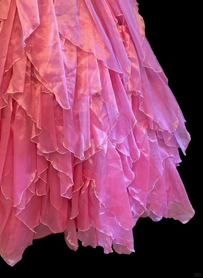 Elegant Spaghetti Straps Pink Tulle Beaded Long Party Dress Evening Dress With Bow SP4093