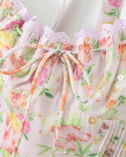 Charming Halter Pink Satin Print Floral A Line Long Party Dress Birthday Prom Dresses SP1159