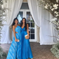 Chic Blue A-line Prom Dress,Blue Formal Gown Y6373