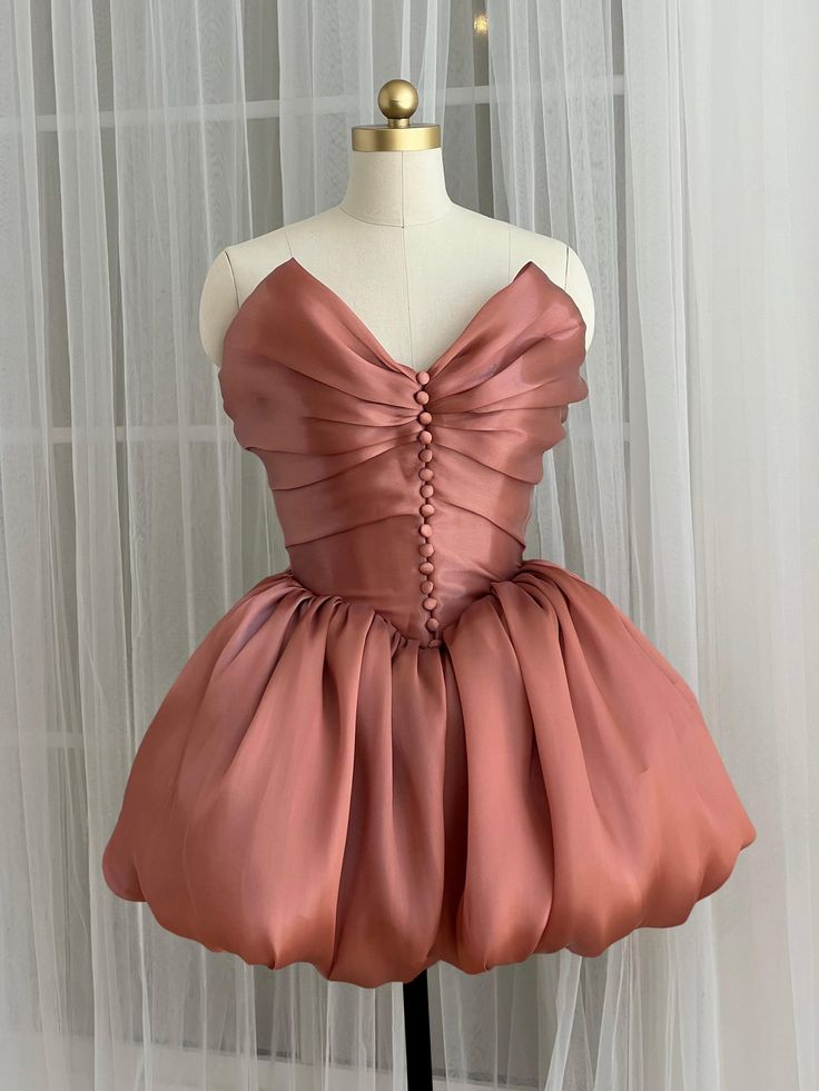 Cute V Neck Blush Pink Organza A Line Short Homecoming Dress Birthday Outfits Y9106