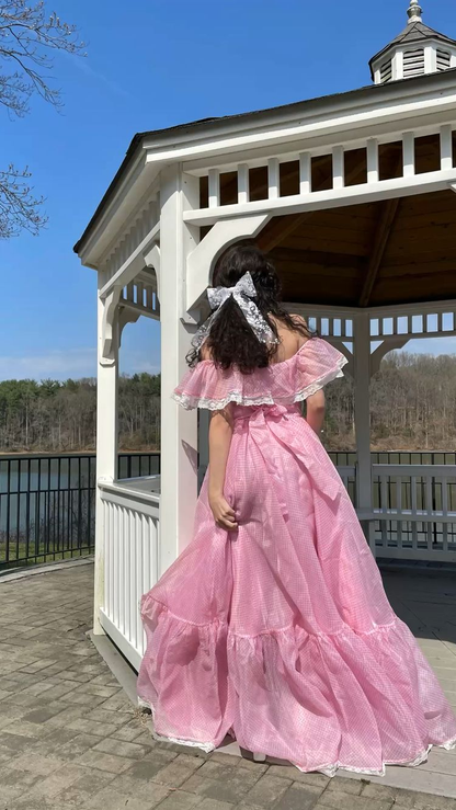 Off The Shoulder Pink Fairy Dress Long Prom Dress  Y2683