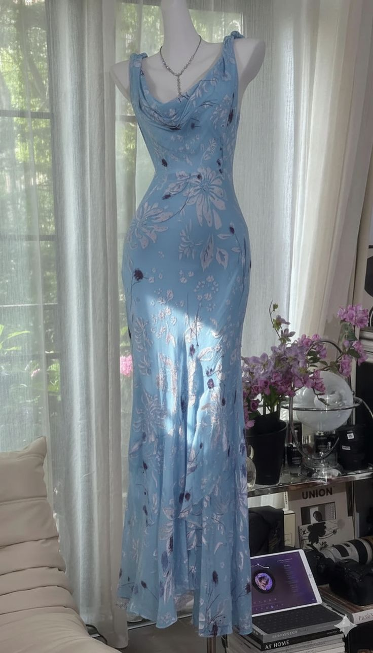 Classy Lavender Chiffon Print Floral Mermaid Long Evening Dress Formal Birthday Party Gown SP1570