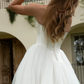 Romantic White A Line Tulle Prom Dress,Formal Wedding Dress Y8084